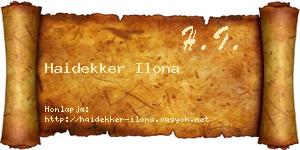 Haidekker Ilona névjegykártya